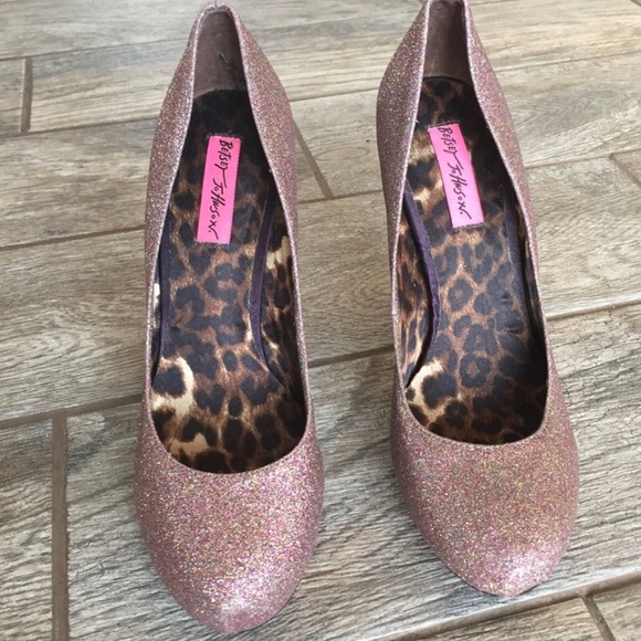 EUC Betsey Johnson Rose Glitter Platform Heels sz8 - Picture 4 of 5
